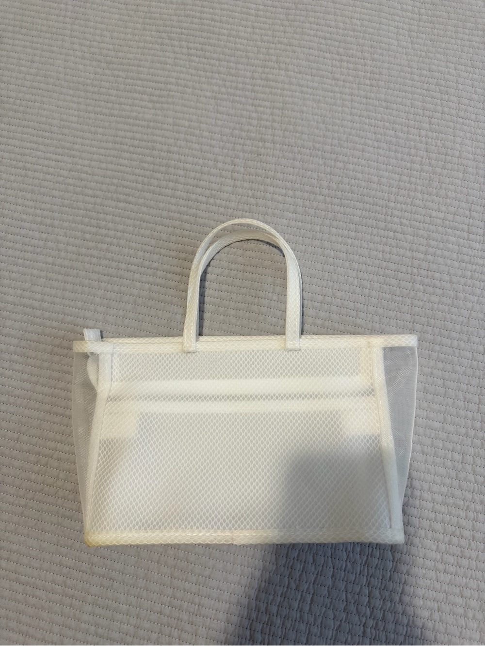 White Mesh Tote Bag with Handles - Classic Women’s Carryall